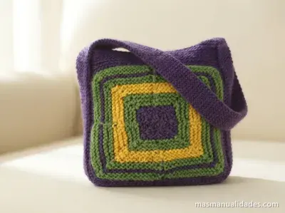 Bolso tejido con tres lanas de Bien Simple