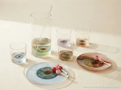 Decora tus Vasos, Jarras y Bandejas con Ojos para Halloween