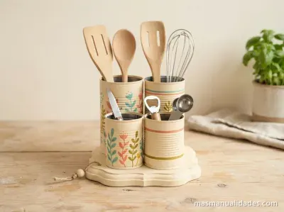 Ordenador para la cocina con latas recicladas