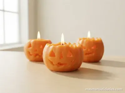 Velas como calabazas de halloween